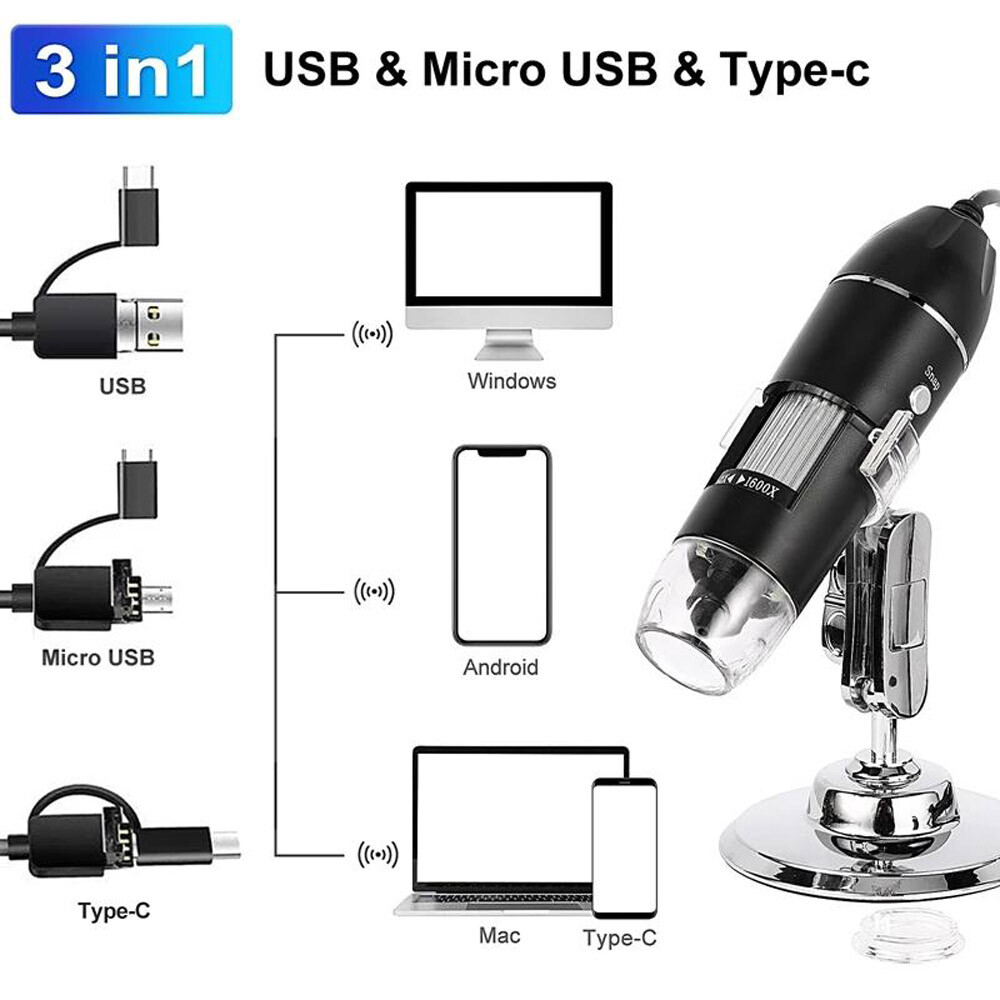 1600X Zoom 8LED HD USB Microscope Digital Magnifier Endoscope Video Camera