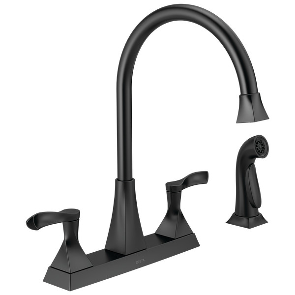 Delta Everly Kitchen Faucet 2-Handle w/ Spray Matte Black-Certified Refurbished