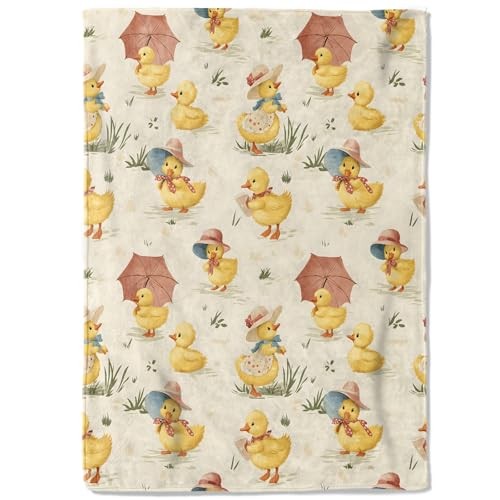 Cute Fleece Blanket - 50x60in Adorableling in Hat and Parasol 50x60 Inch Duck