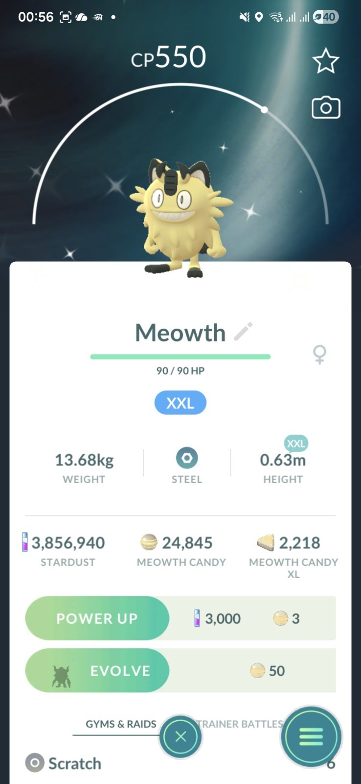 Shiny Galarian Meowth ( XXL ) Pokemon Ultra Friends / Registered Go