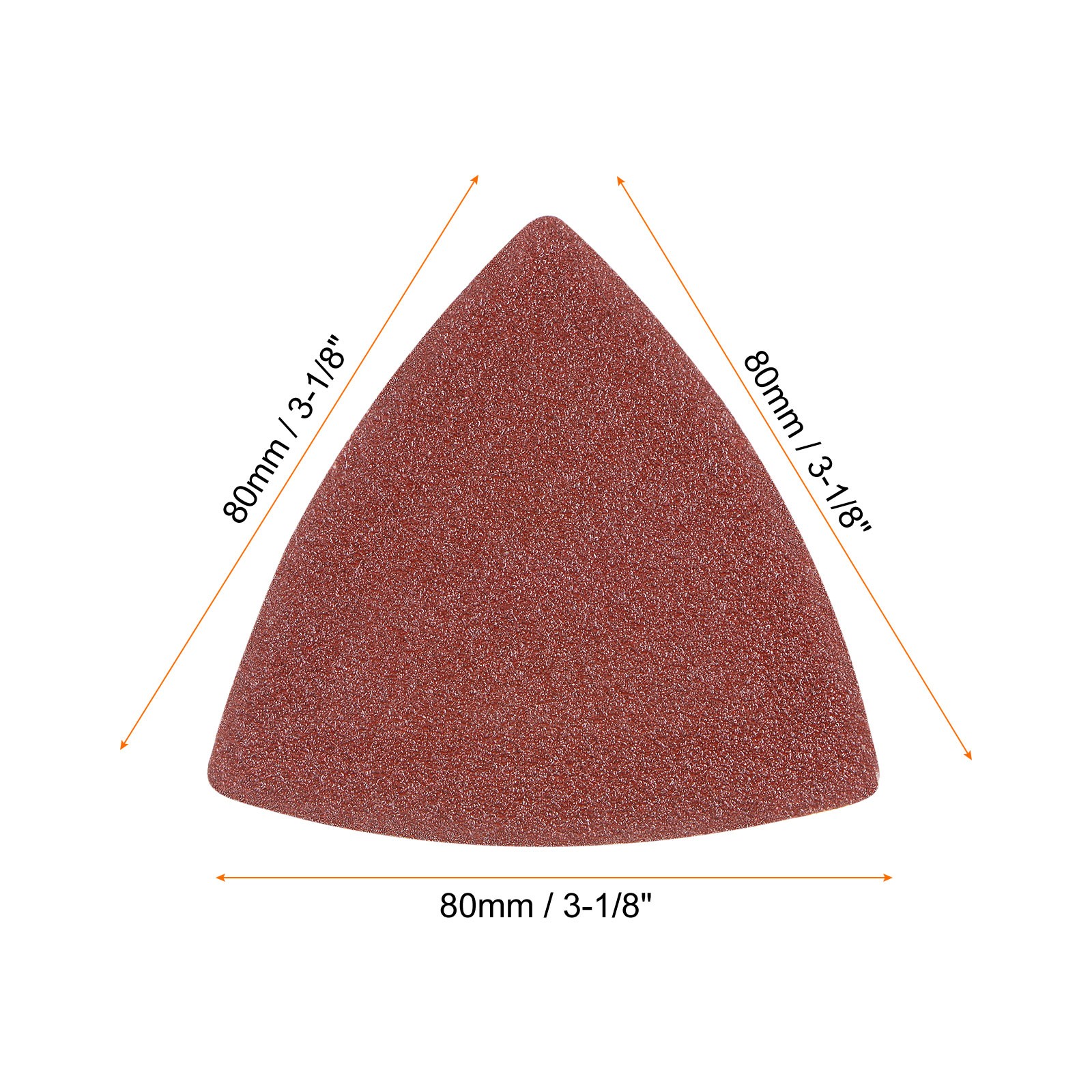 60pcs 80 Grits 80mm Aluminum Oxide Triangular Hook & Loop Sandpapers Pads