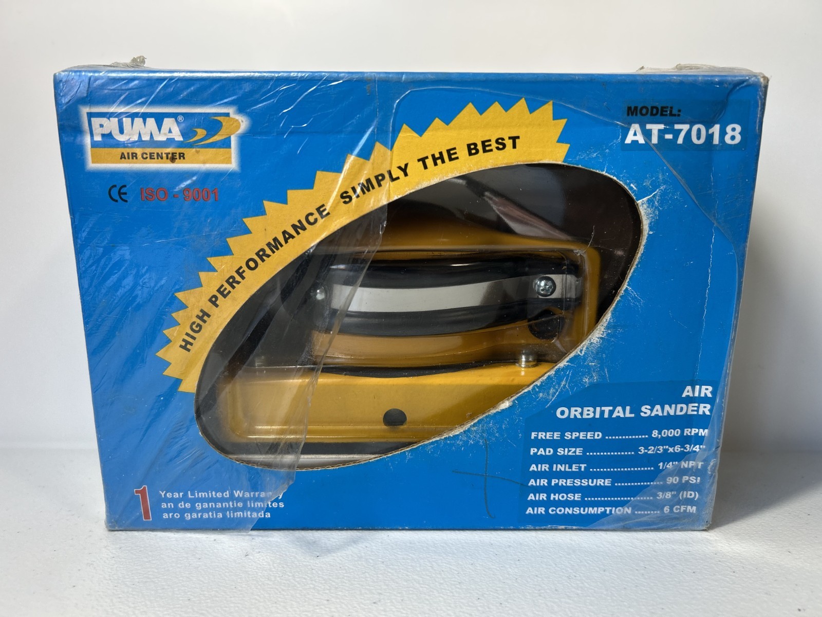 Vintage SEALED Puma Air Center Air Orbital Sander 8,000 RPM AT-7018 ISO-9001