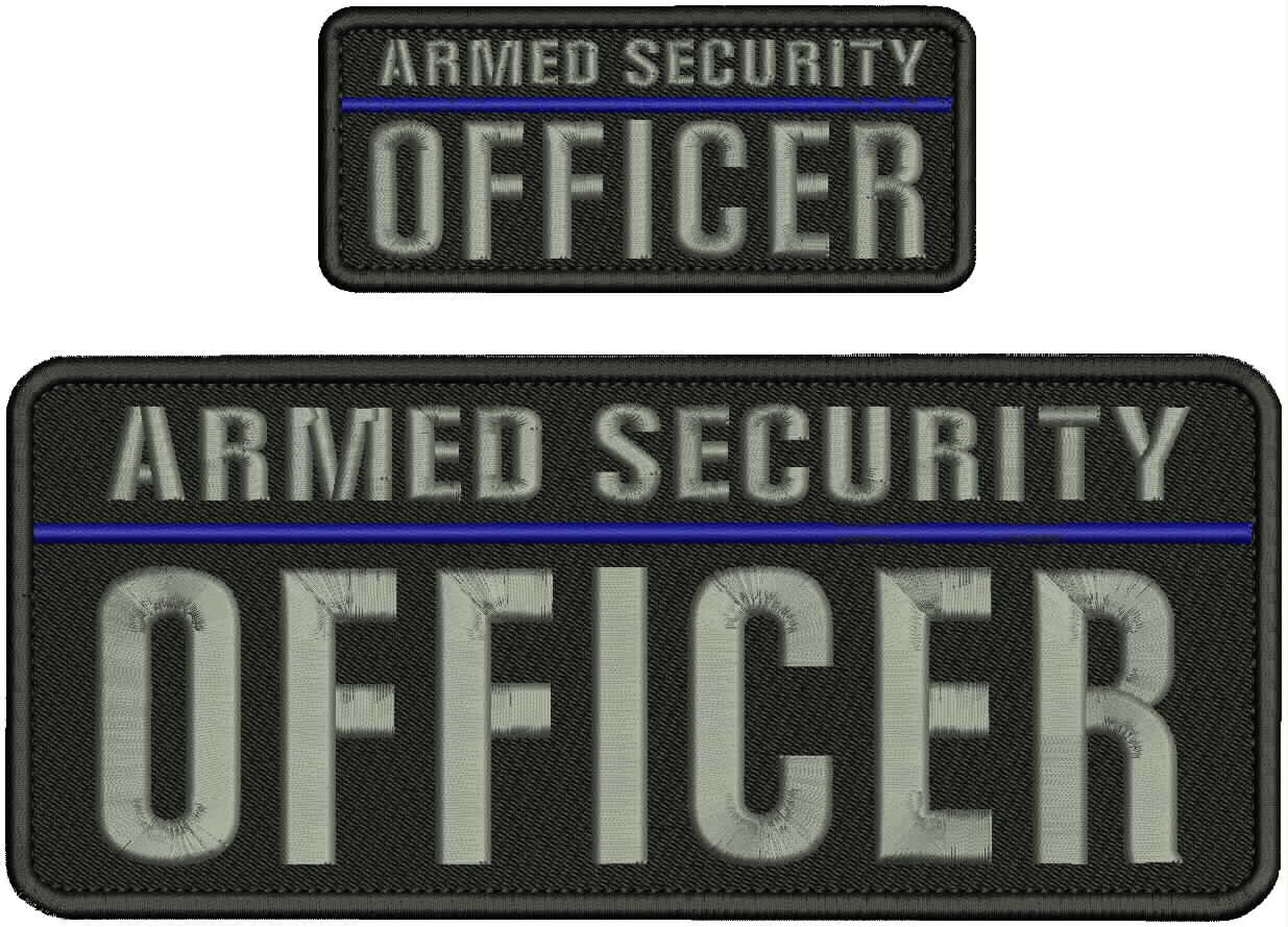 Armed Security Officer embroidery patch 4X10 and 2x5'' hook gray black