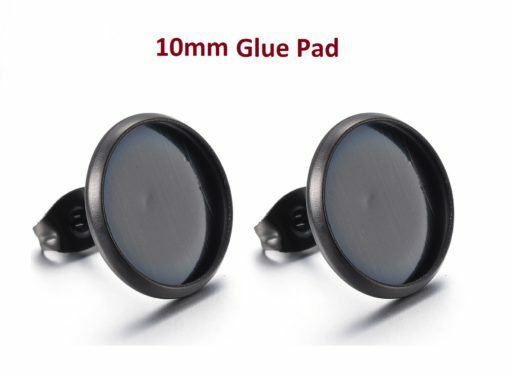 10 pcs. 304 Stainless Steel Gunmetal Black Earring Posts Studs Settings Bezels