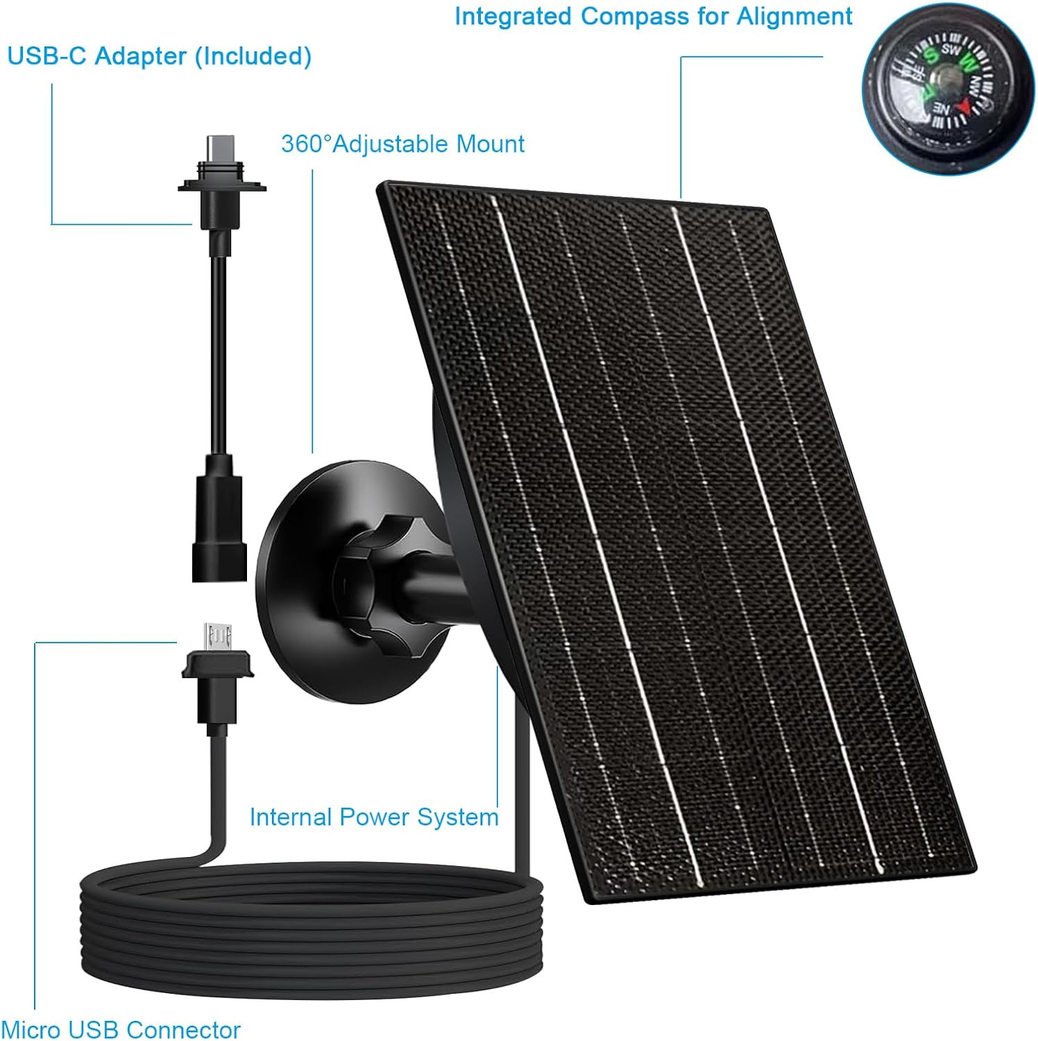 Solar Panel Blink Outdoor 4/3/XT2/XT Camera 4W High-Efficiency Charger 10Ft IP66