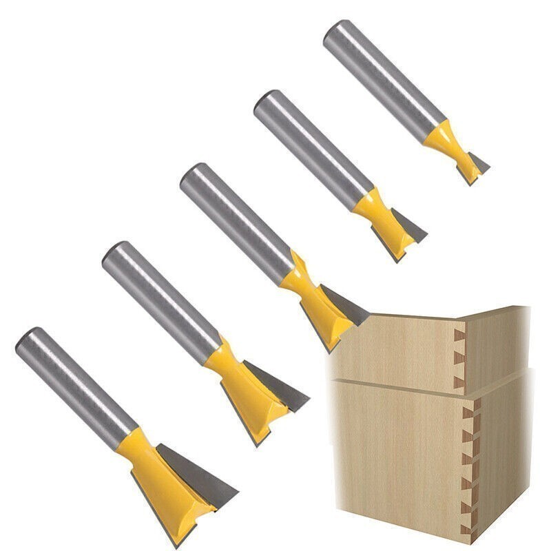 Durable 8mm Shank Carbide Dovetail Joint Router Bit Set Woodworking Cutter Tool