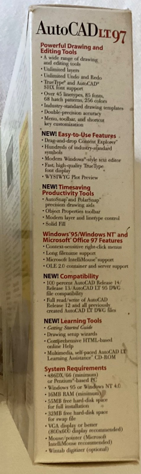 Autodesk AutoCAD LT 97 PC Vintage Software CD ROM Box & Learning Assistance Vtg