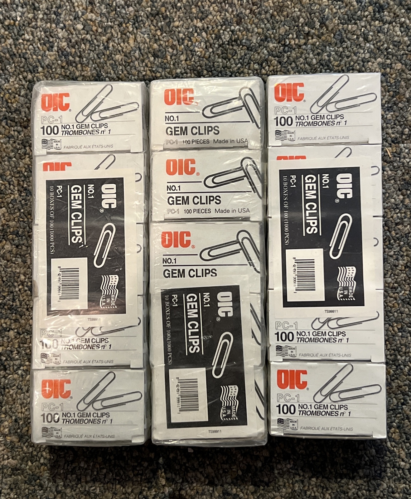 OIC No. 1 Gem Clips PC-1      3 Pack!