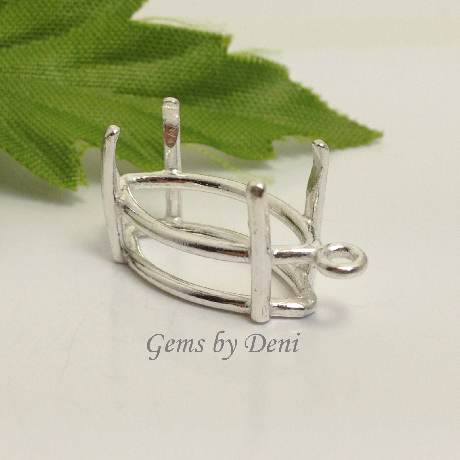 Sterling Silver Marquise Pre-Notched Dangle Pendant Setting (8x4mm-20x10mm).
