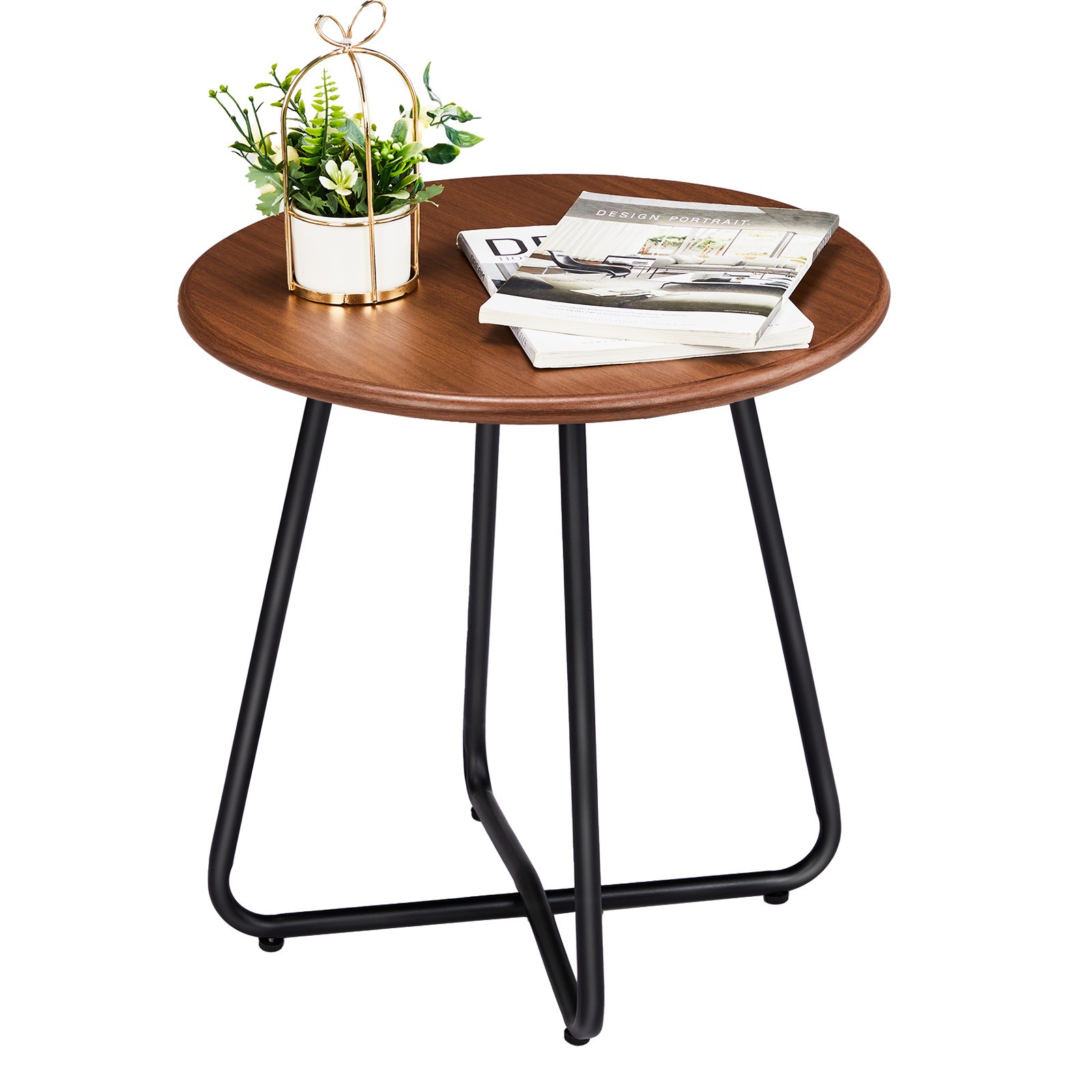Patio Side Table, Round Outdoor End Table for Patio Yard Balcony Garden