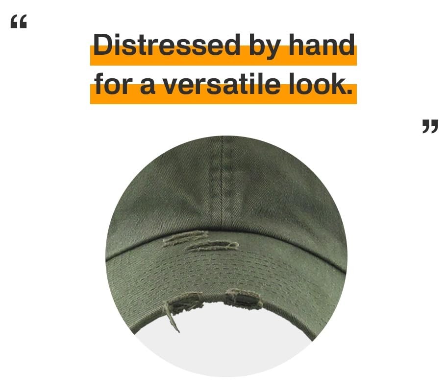 Vintage Washed Distressed Cotton Dad Hat Baseball Cap One Size Olive