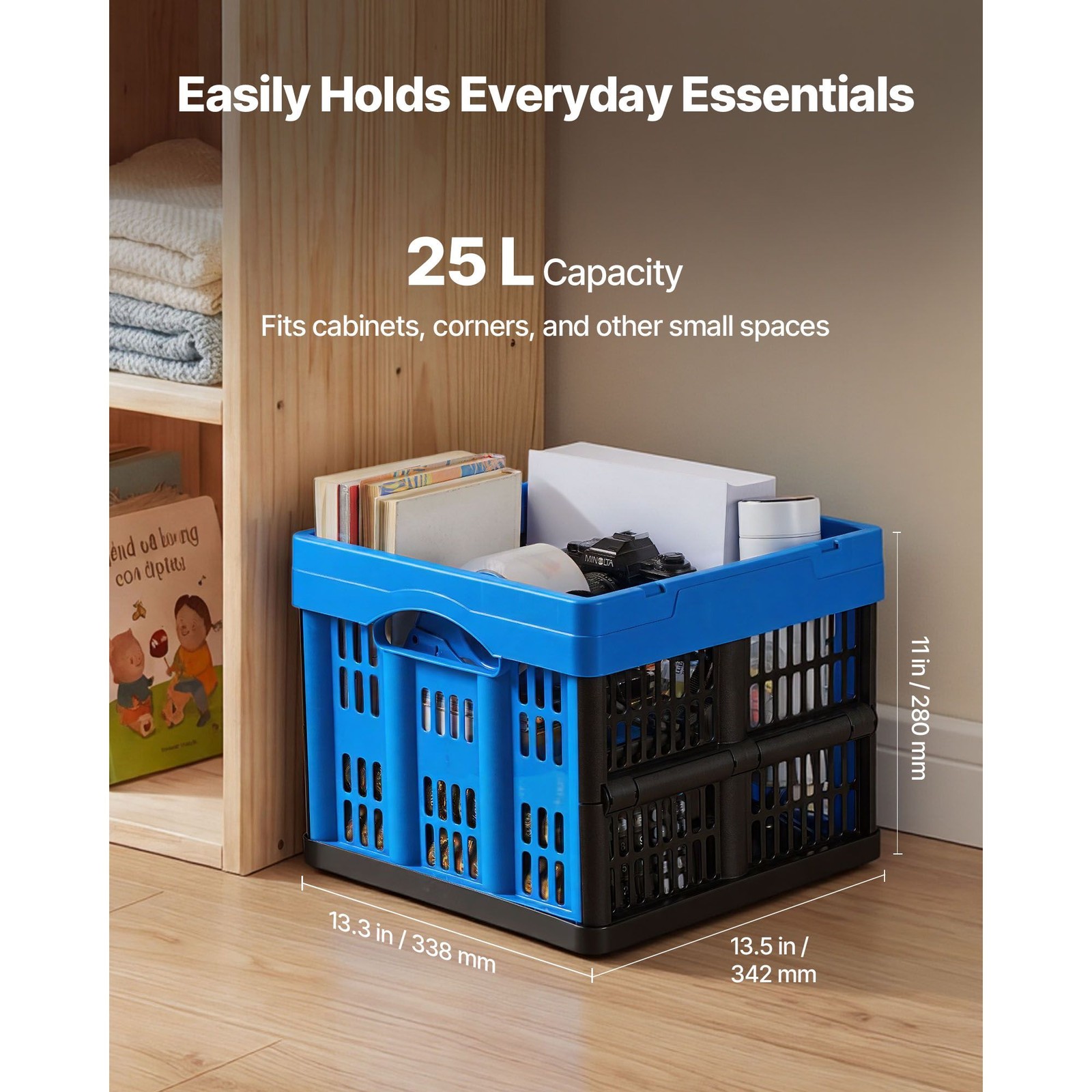Foldable Storage Bins 25L 3-Pack Stackable
