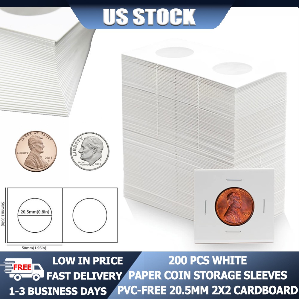 10 2X2 0PCS Cardboard Coin Flips 20.5mm Free Pvc Storage For Us Small Size Coins