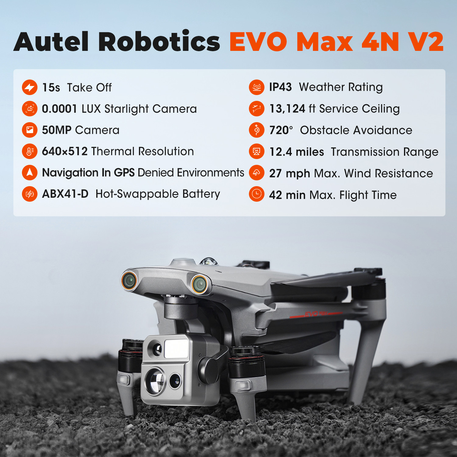 Autel EVO MAX 4N V2 - Starlight Vision Wide-Angle Thermal Laser Rangefinder