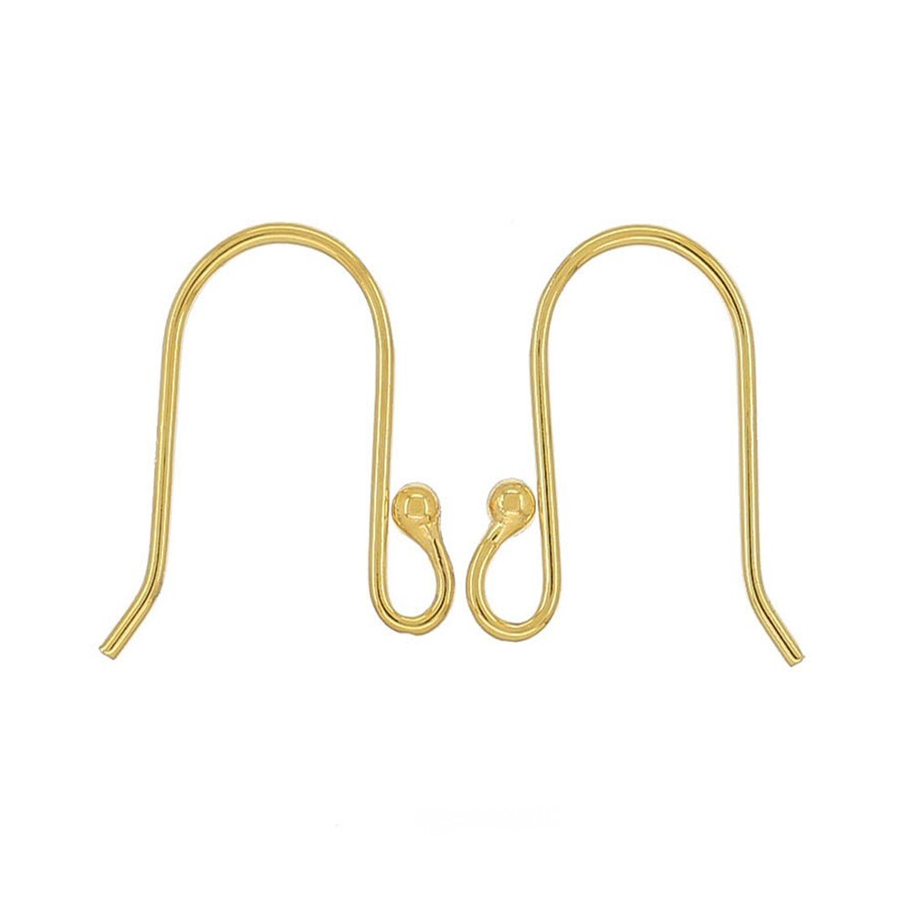 2 Pairs Gold Plated Sterling Silver French Wire Graceful Earrings Hook #99126