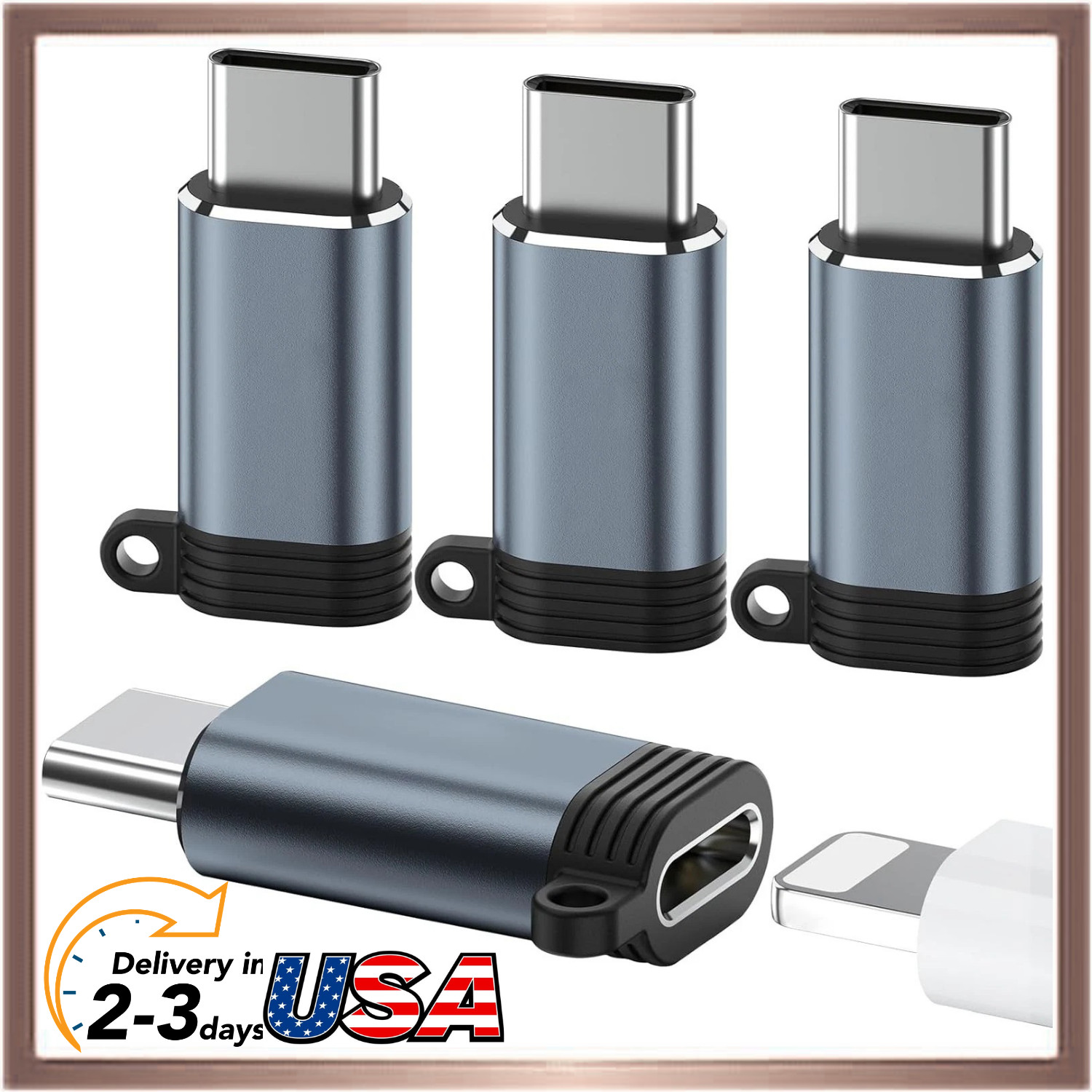 USB-C to Lightning Adapter 4 Pack MFi Certified iPhone iPad AirPods