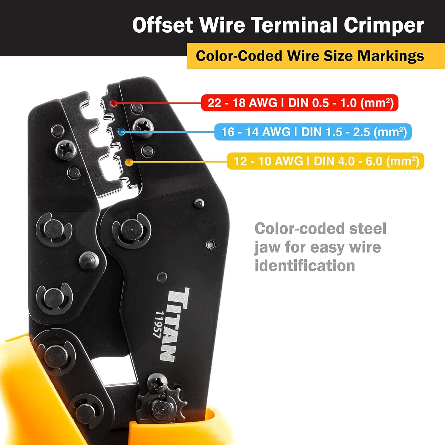 11957 Offset Ratcheting Wire Terminal Crimper Tool for Insulated Terminals, Fixe