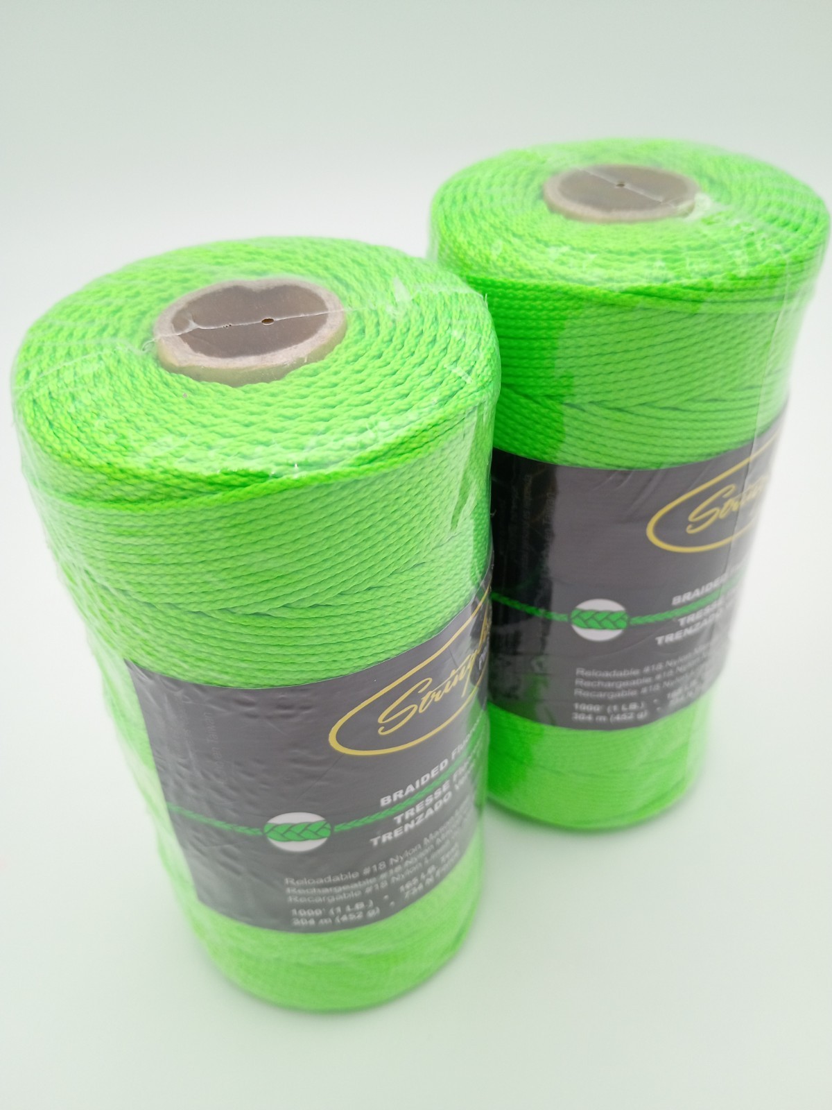 Stringliner Pro 2-Pack Braided Fluorescent Green 1000' Reloadable #18 Nylon Line