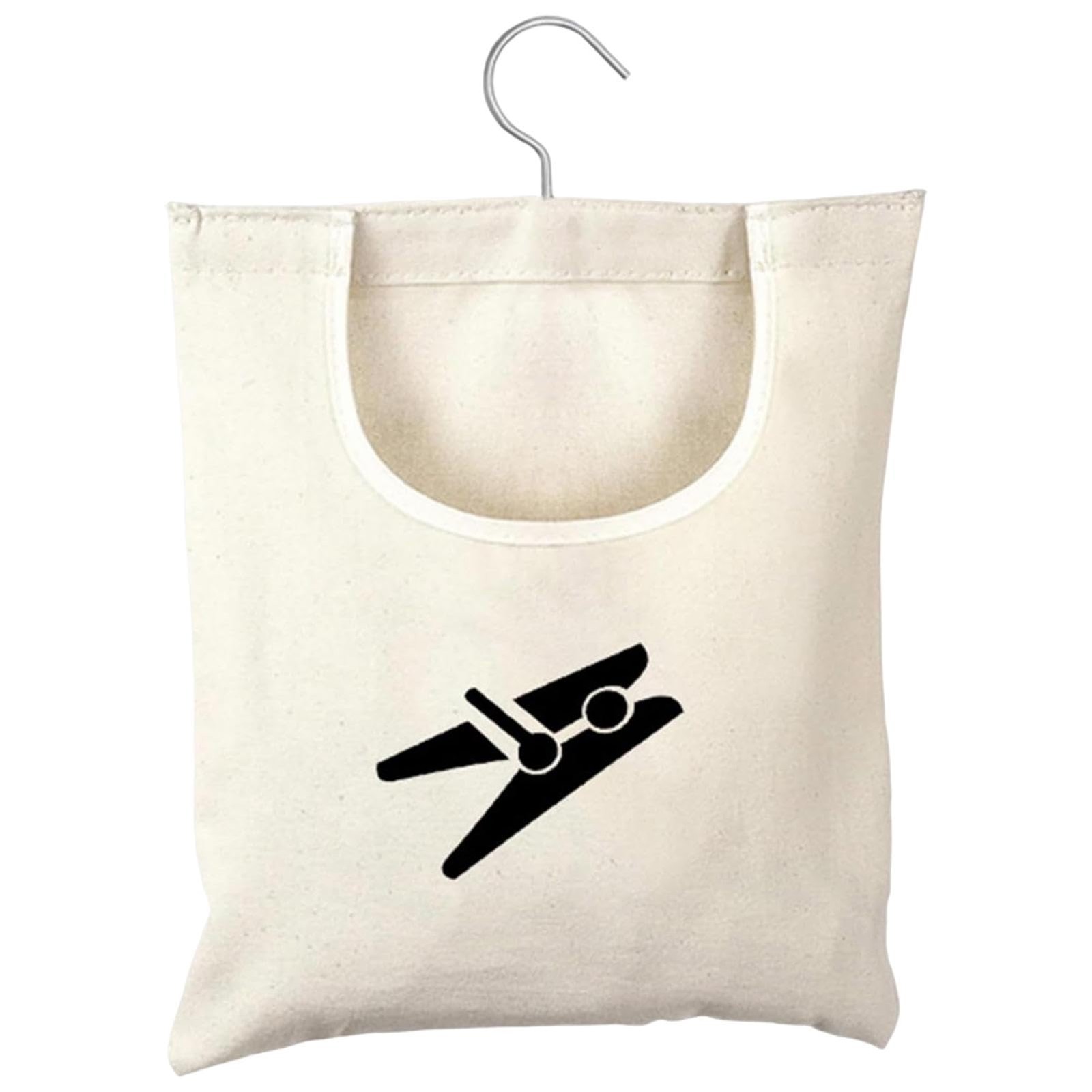 Laundry Clothespin Bag, 12 x 11 in Hang on Line 12.6 x 11 inches, White