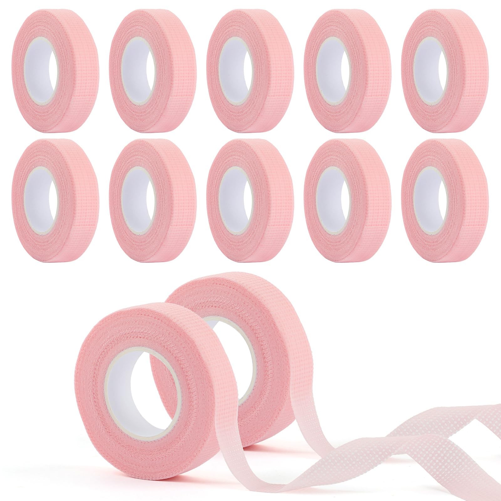BEVTEE 12 Rolls Lash Tape, Self-Adhesive Eyelash Tape 1.2 cm x 914.4 cm, Pink