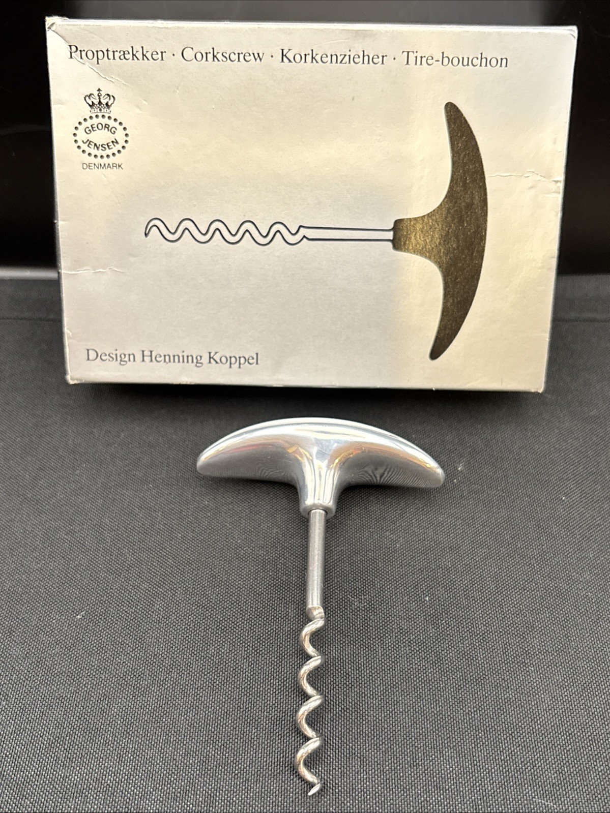 Georg Jensen Danish Aluminum Cork Screw Henning Koppel Designer With Box