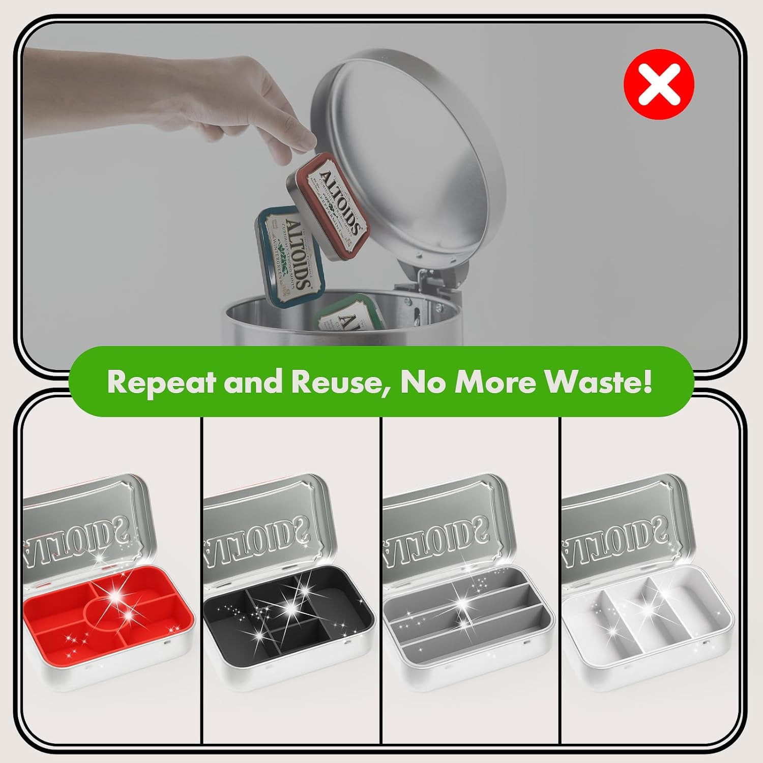 Organizer Inserts Compatible with Altoids 1.76Oz Mint Tins for Personal Storage