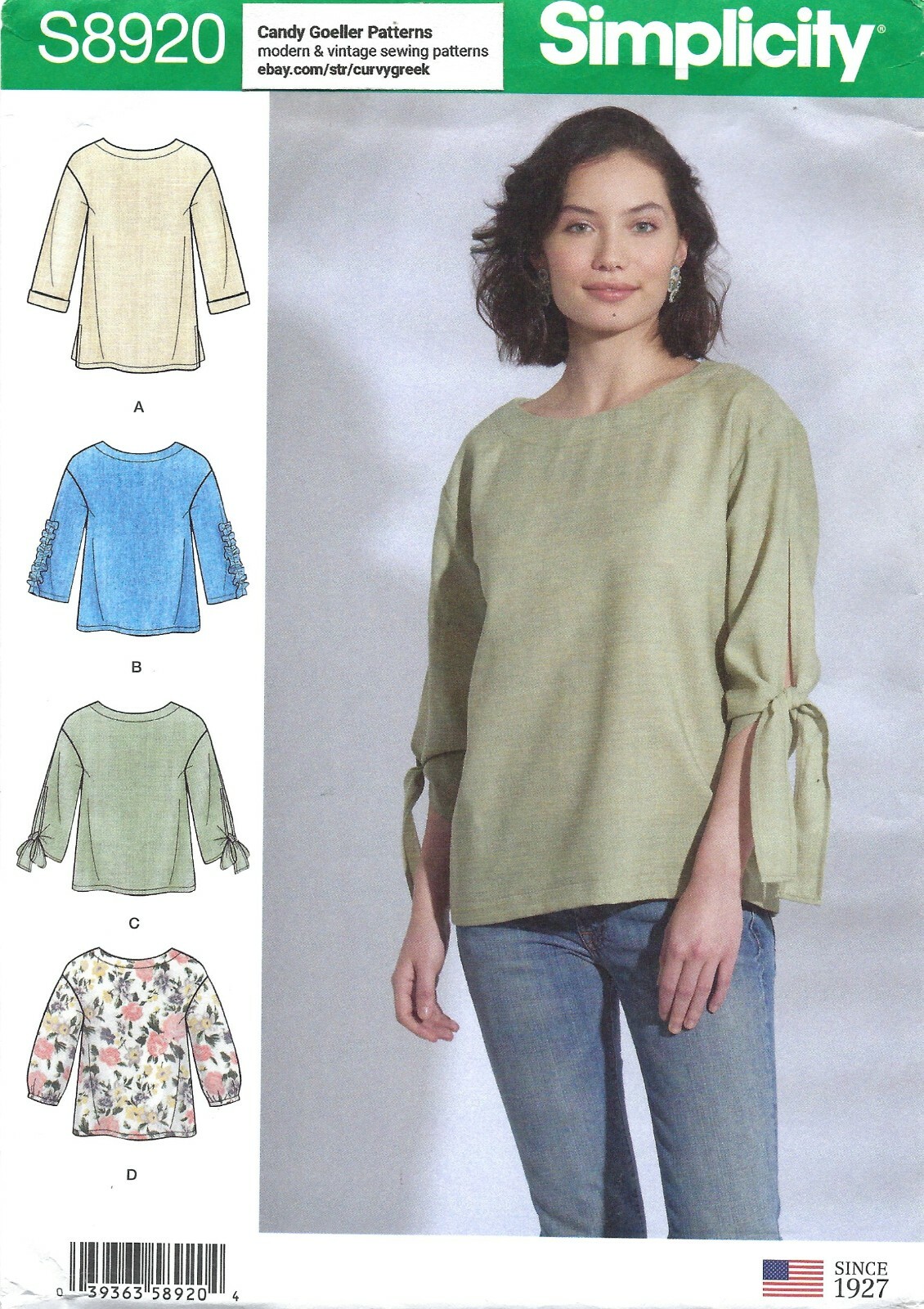 Simplicity S8920 Breezy Tops w Sleeve & Length Variations Sz 6-14 UNCUT Pattern