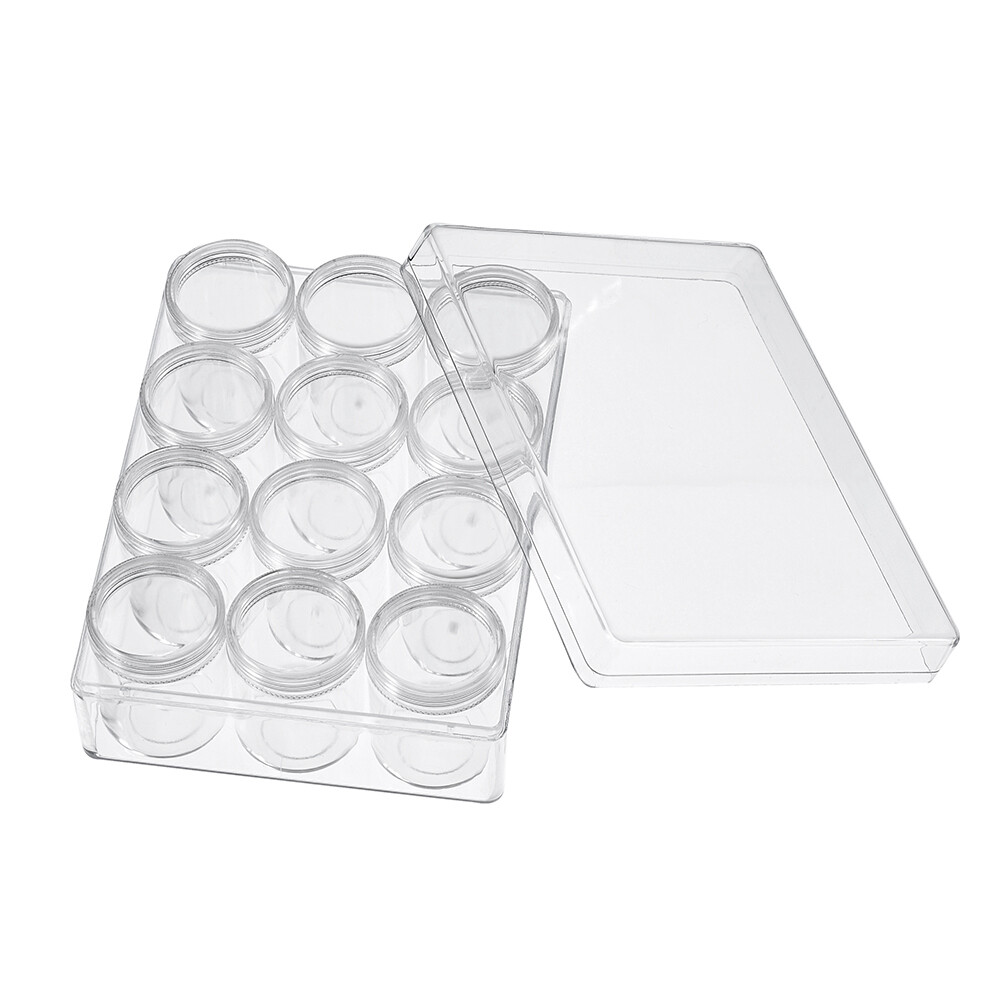 12pcs/Set Empty Plastic Bottles Jars Bead Storage Rectangle Container 160x122mm