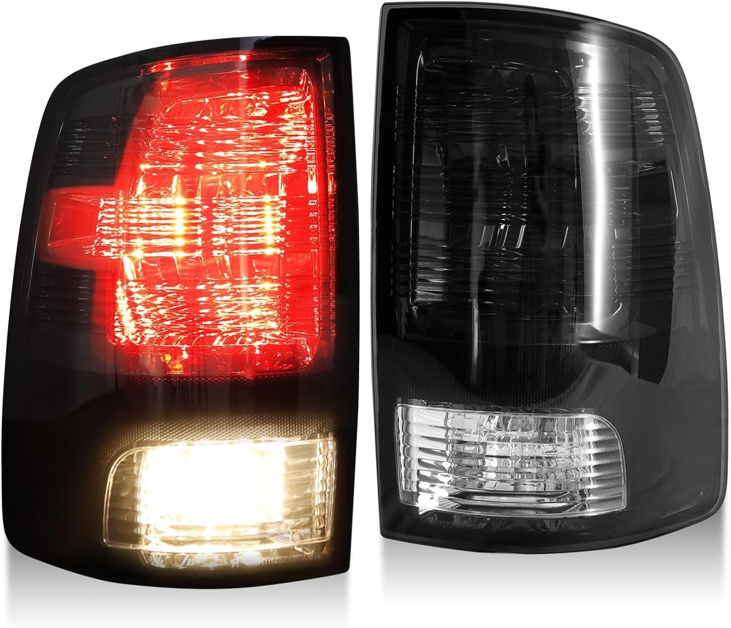 Pair Smoked Tail Lights w/Bulbs for 2009-2018 Dodge Ram Black
