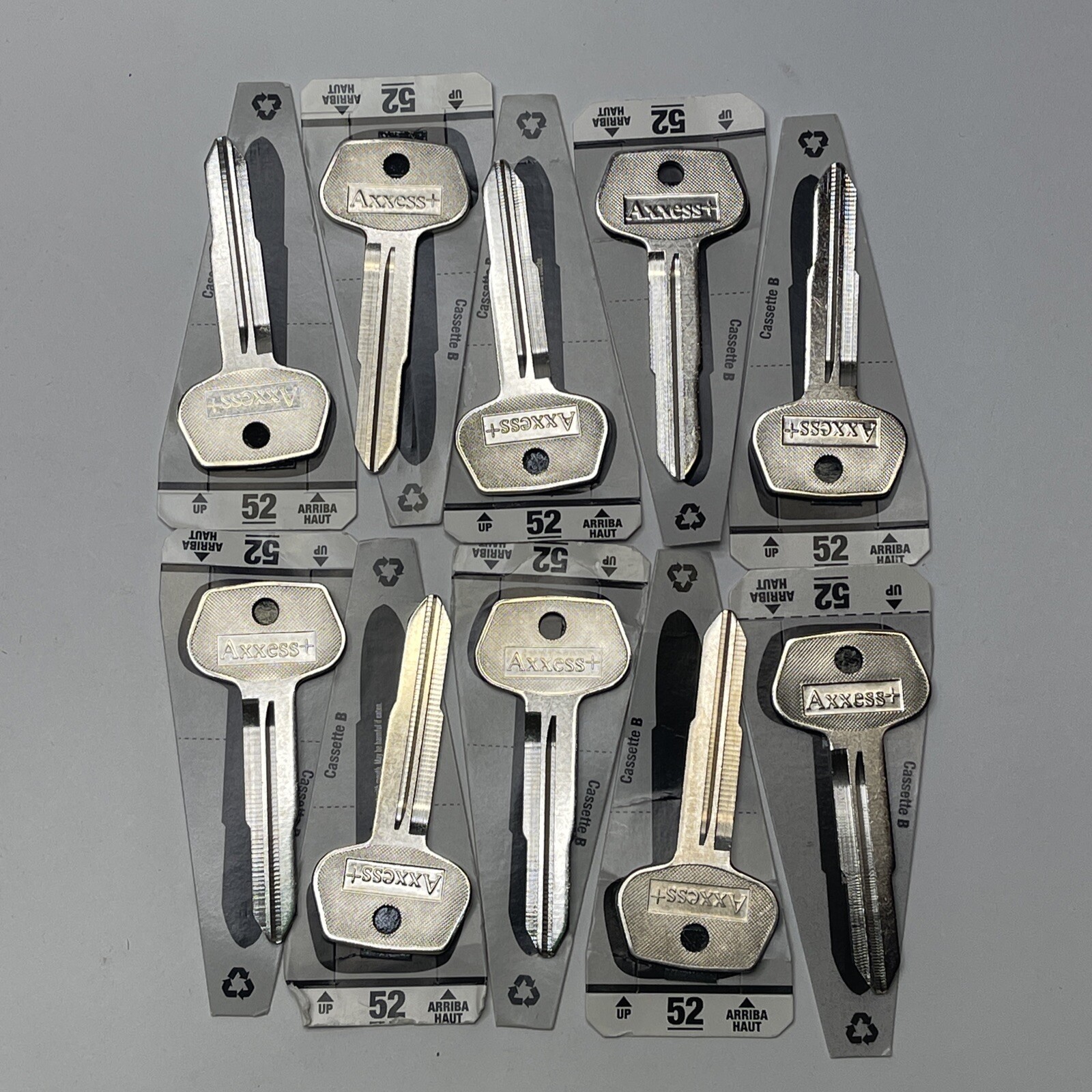 Lot of 10Hillman Axxess+ 52 Brass Key Blanks Nickel Plated Cassette B (Isuzu)