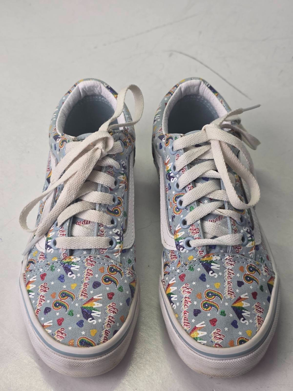 Vans Old Skool Youth Sneakers Size 2.5 Blue White Multicolor Low Top Shoes