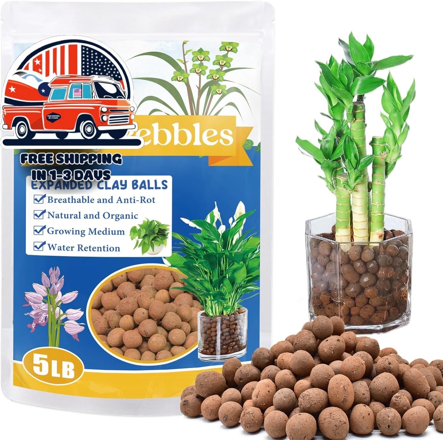 Guijarros de arcilla de 5 libras para acuaponía y plantas de interior, US NUEVO