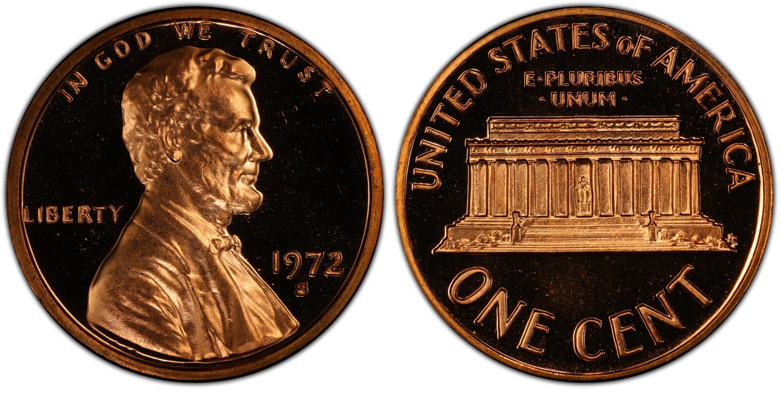 1972 S BU +  PROOF LINCOLN MEMORIAL CENT