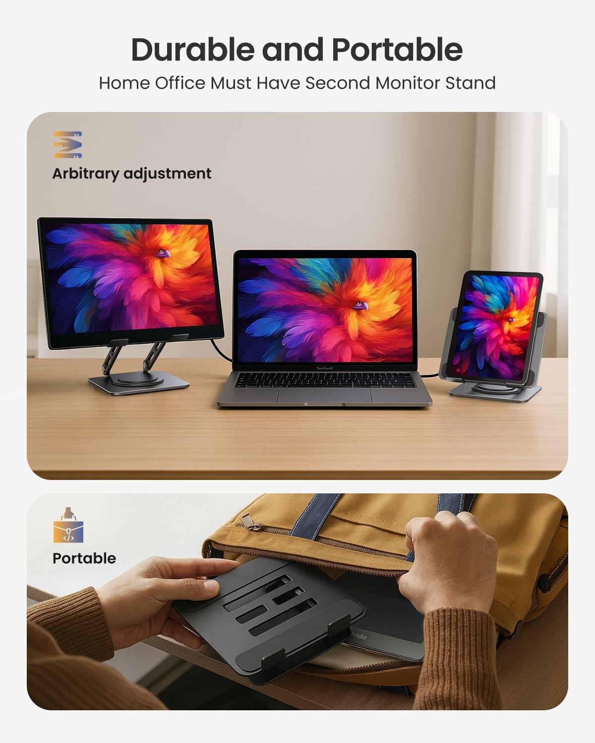 Adjustable Tablet Stand, 360 Rotating iPad Stand with Heavy-Duty Base, Tablet...