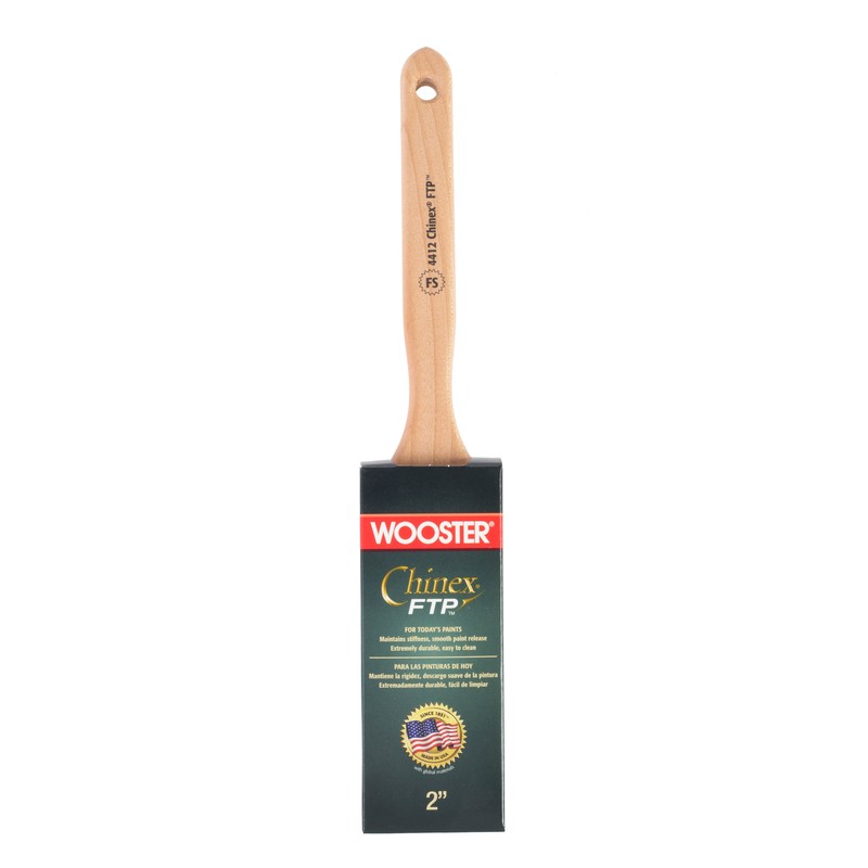 Wooster 4412-2 Chinex FTP Sash Maple Handle Flat Paint Brush 2 W x 2-11/16 L in.