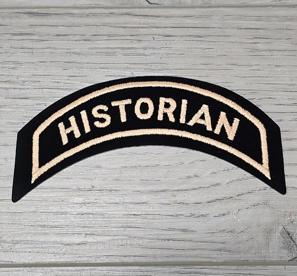 HOG Harley Owners Group Historian Rocker Patch Black Gold Uniform Tab 5"