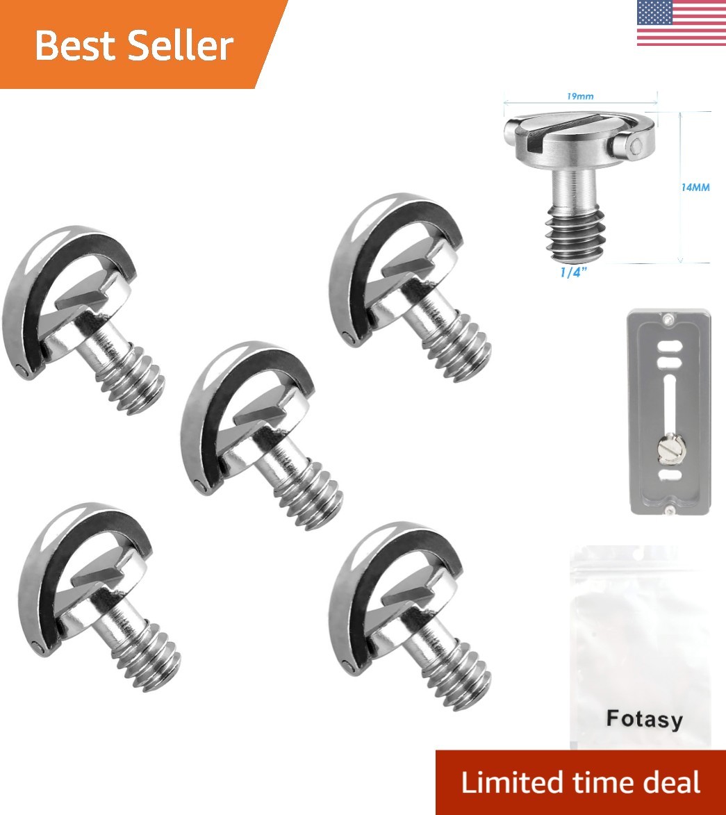 Secure Your Gear: 5 Stainless Steel D-Ring Screws for 1/4" Tripod Mounting