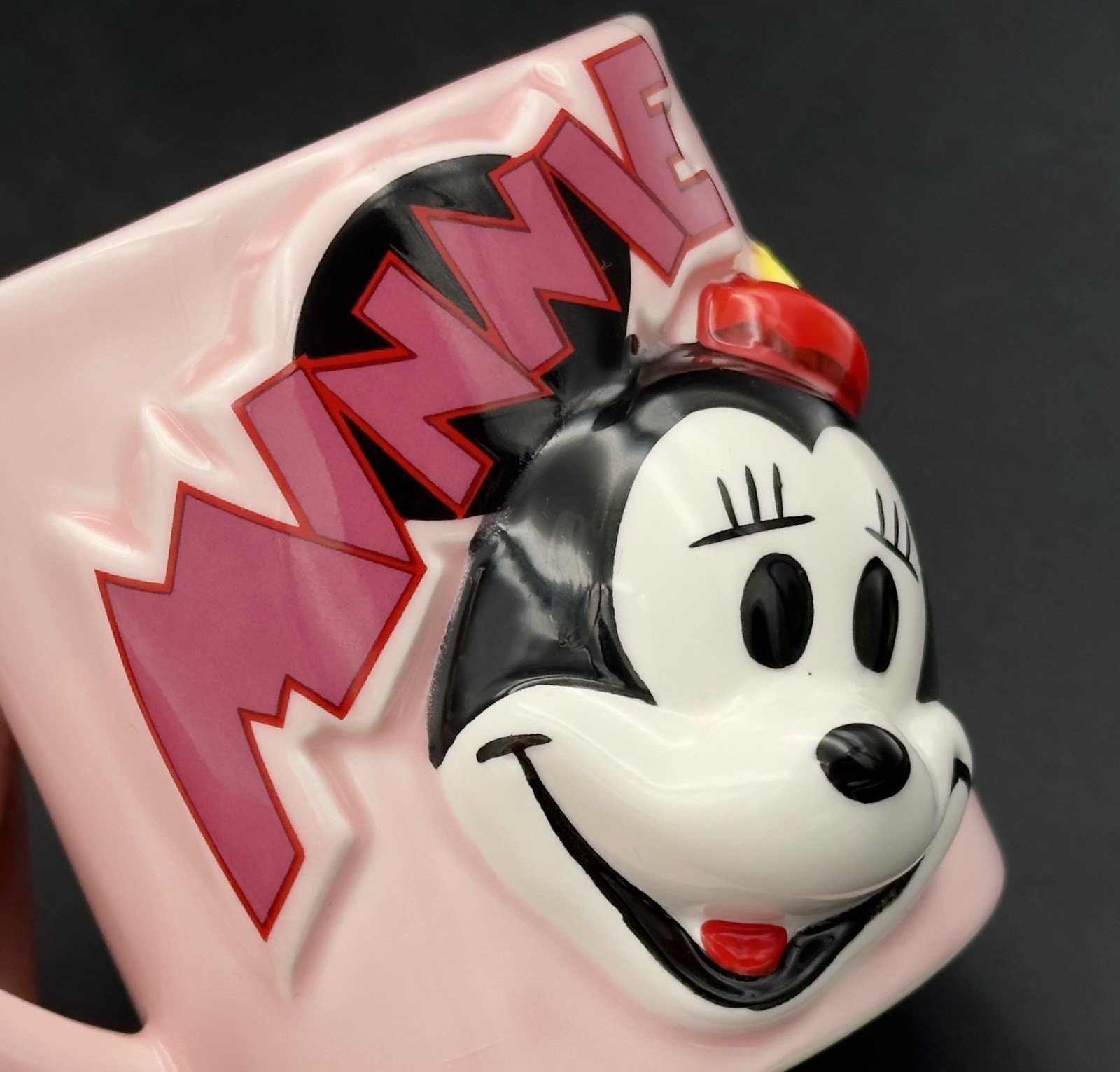 Disney Minnie Mouse Classic Design Pink Embossed 3D Mug Made in Japan
