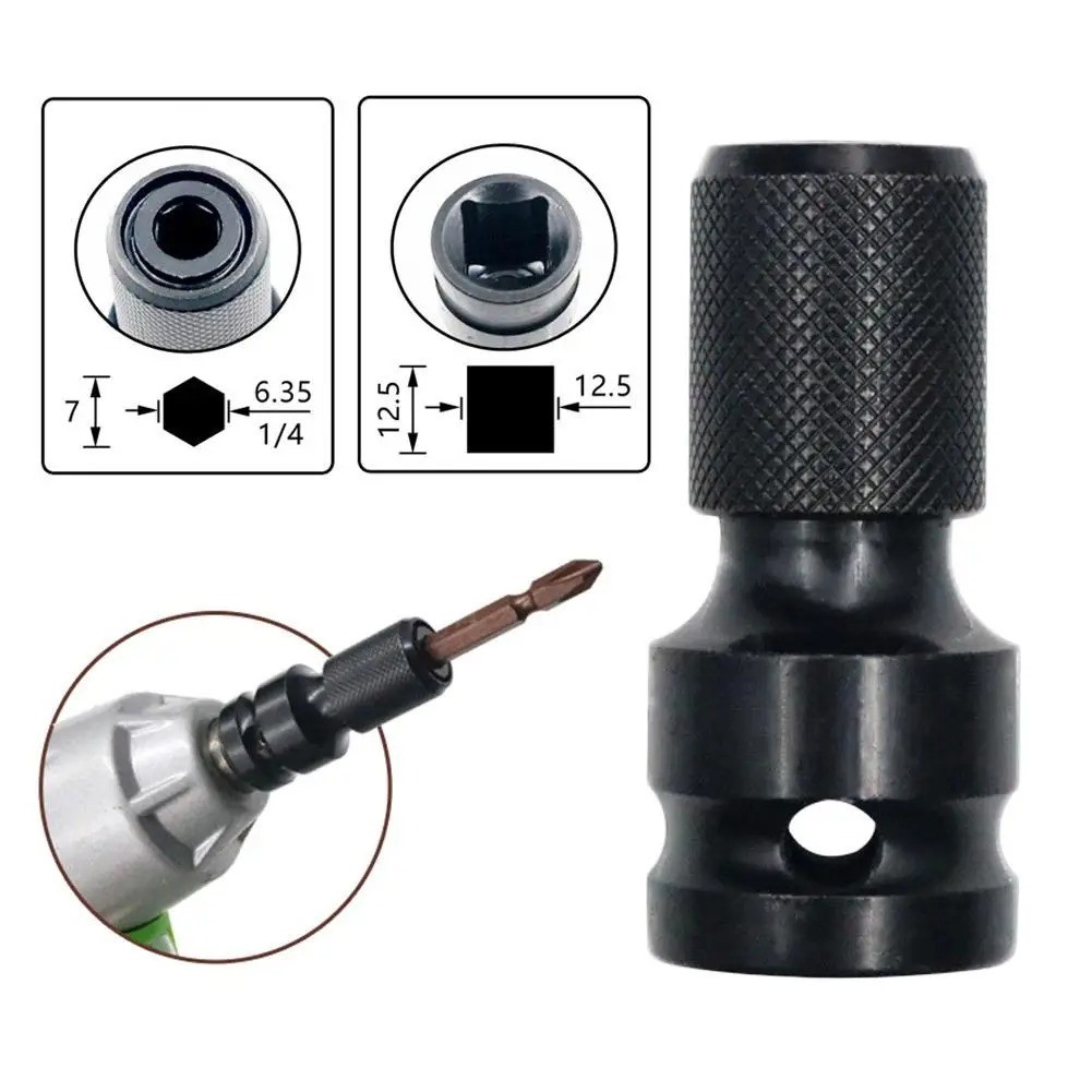1/2 to 1/4 Hex Socket Adapter Impact Wrench Converter Drill Bit Holder