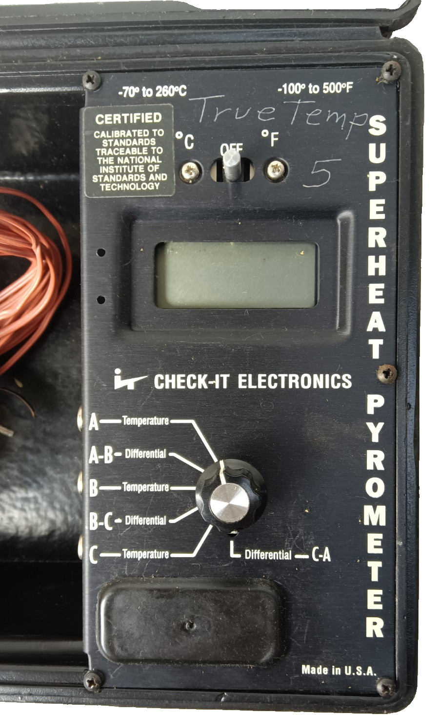 Digital Superheat Pyrometer Check-It Electronics Model 613 w/ Case & 15' Probes