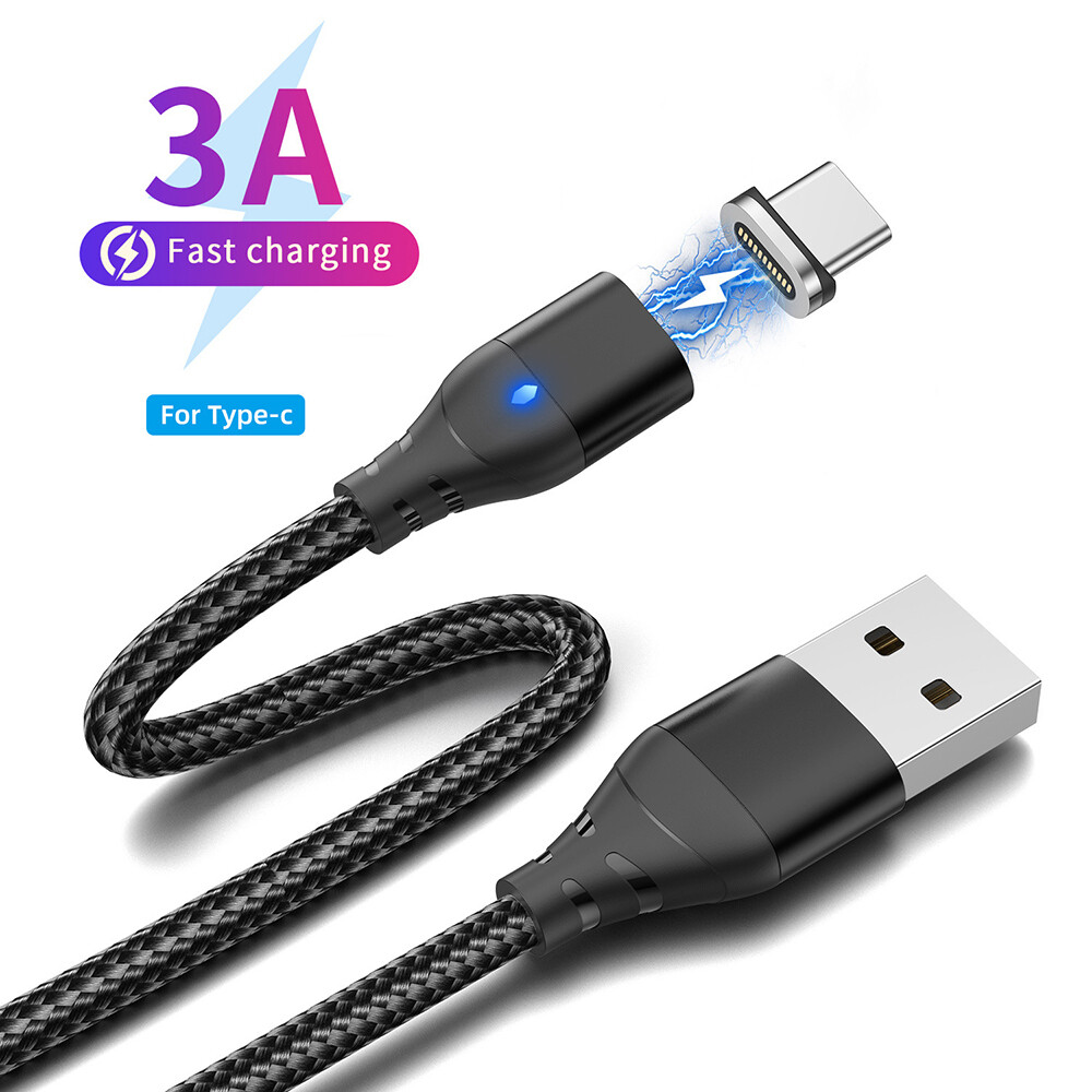 3A Magnetic Type C Cable Fast Charging Data Sync Cable For Samsung Huawei Xiaomi