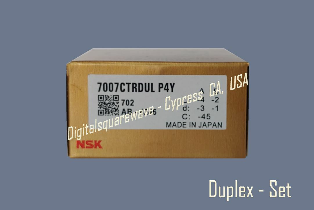 NSK 7007CTRDULP4Y ABEC-7 Super Precision Angular Contact Bearing. Set of Two.
