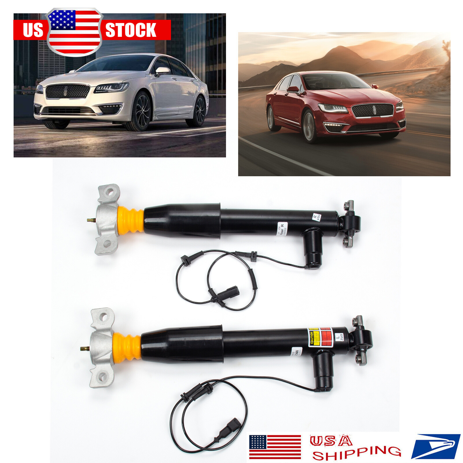 Pair Rear L & R Shock Absorber Struts Assys For 2013-20 Lincoln MKZ Gas Electric