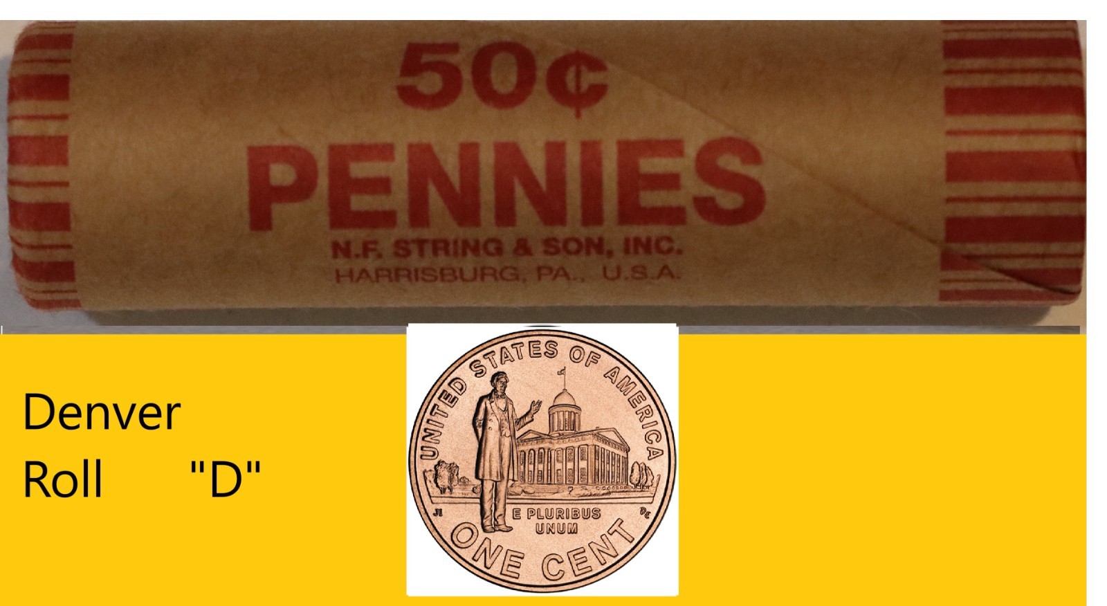 2009-D Lincoln Cent Roll Professional Years 1c Roll of 50 Uncirculated Pennies