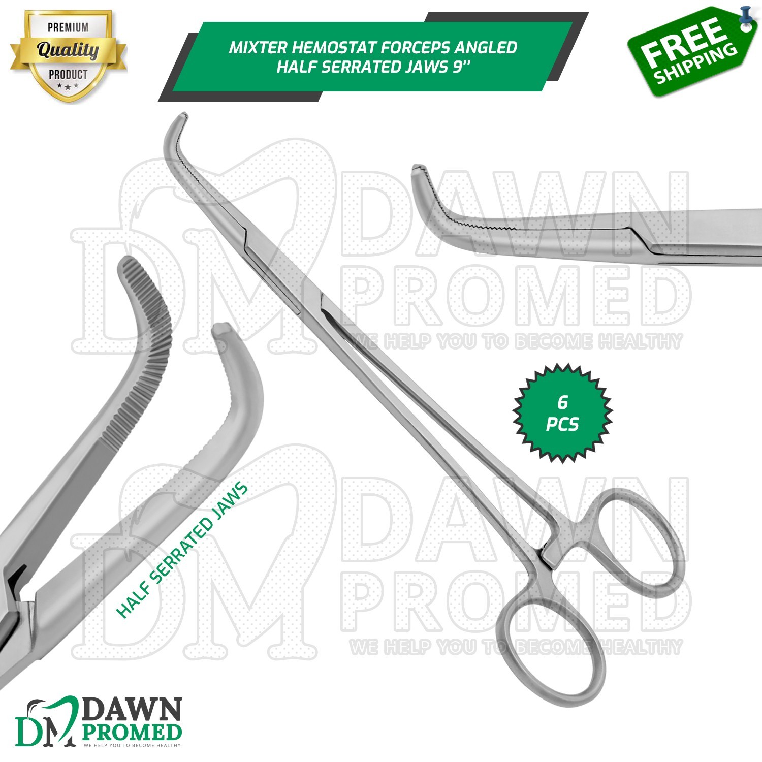 6 Pcs 9” Mixter Forceps Hemostatic Clamps Surgical Instruments German Grade