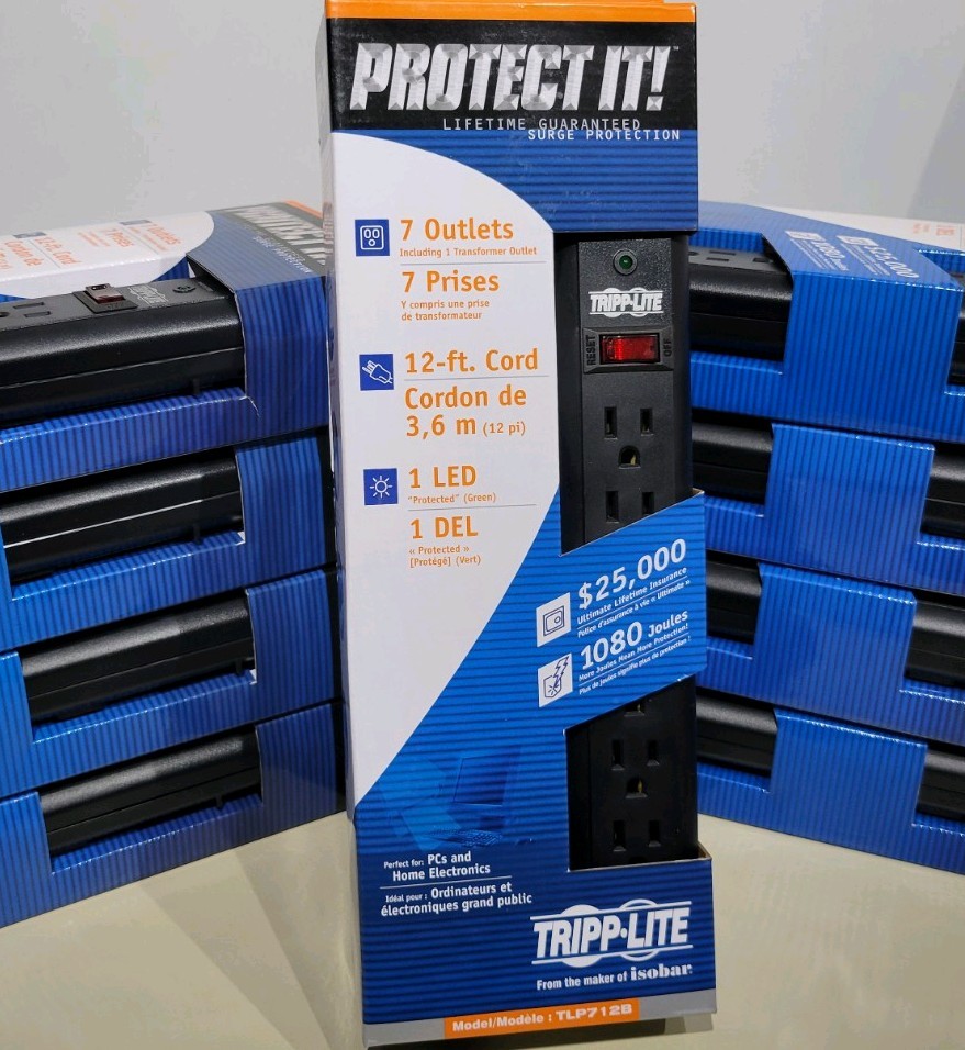 NEW Tripp Lite Surge Protectors. -  7 outlet, 12 foot cord, Black - TLP712B