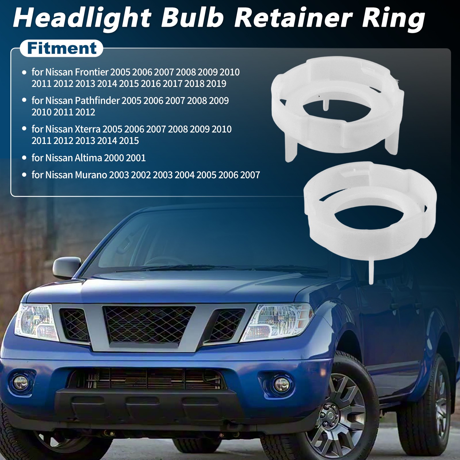 2pc Headlight Bulb Retainer Ring for Nissan Frontier Altima Murano 260290Z800