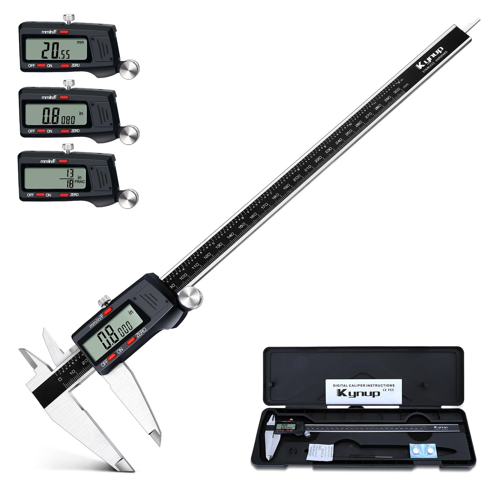 12 Inch Digital Micrometer Caliper Tool Vernier Stainless Steel LCD