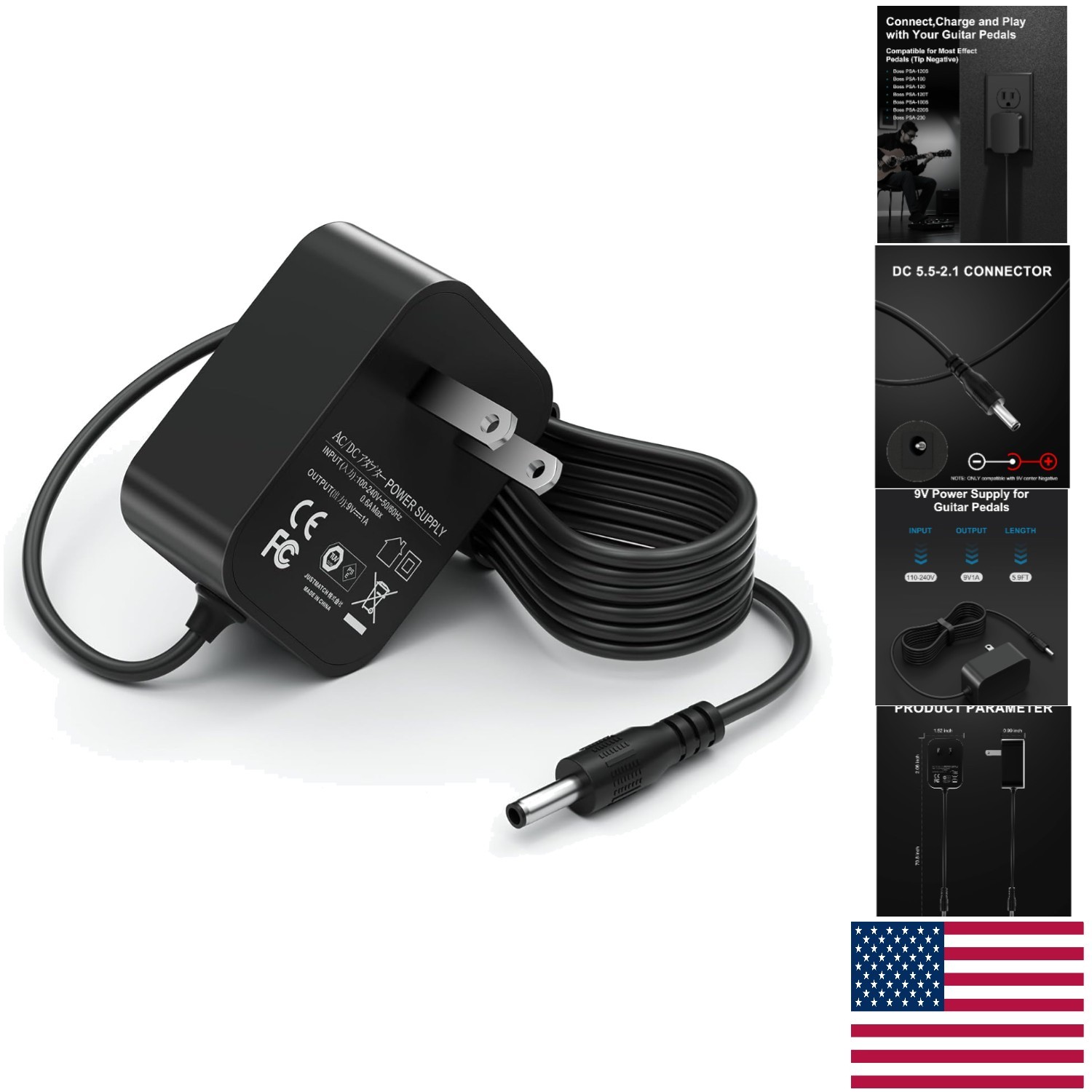 Versatile 9V Power Supply for Guitar Pedals - Perfect for Studio & Live Use
