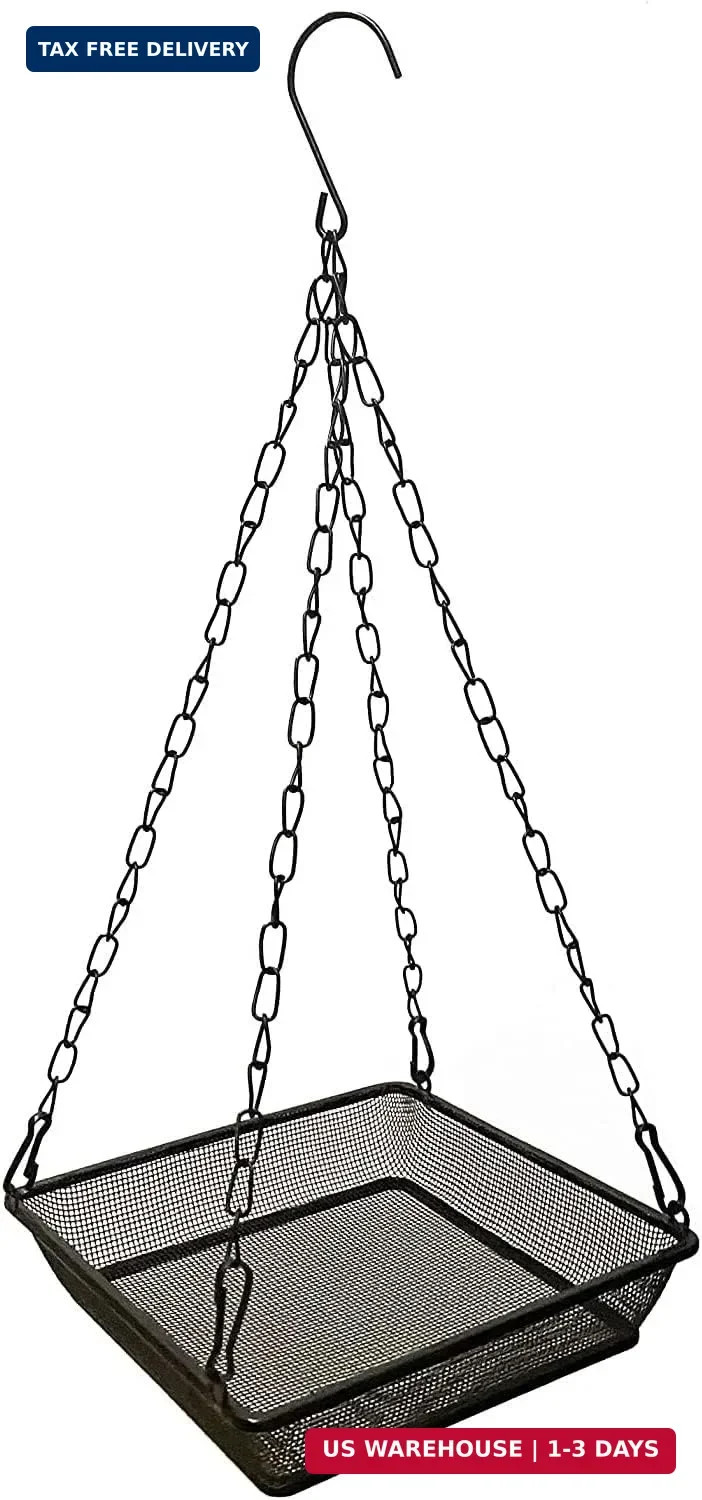 Hanging Bird Feeder Tray Platform Metal Mesh Seed Tray for Bird Feeding Outdoor